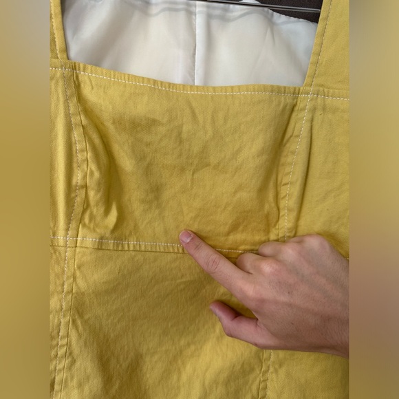 Stills Atelier Butter Yellow Linen Square Neck Dress Size 8 US /  38 EU - Picture 4 of 6